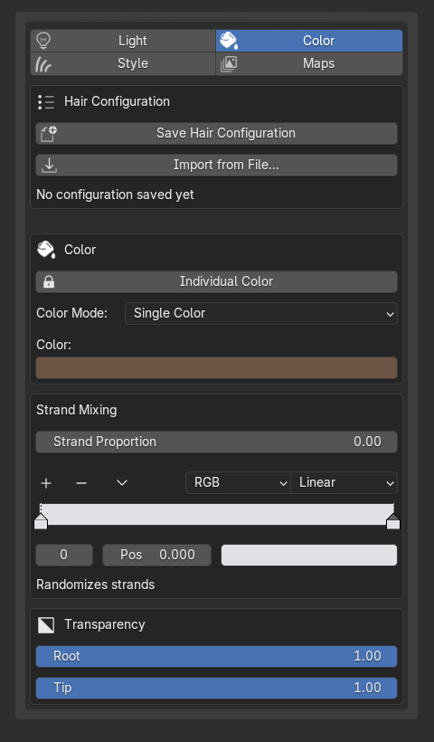 Studio's Color sub-tab
