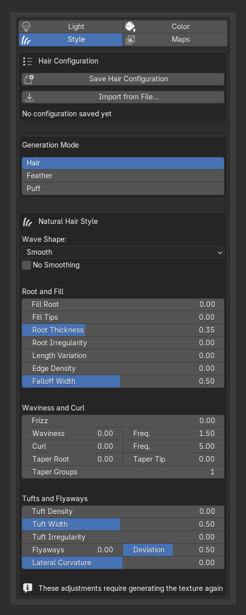 Studio's Style sub-tab