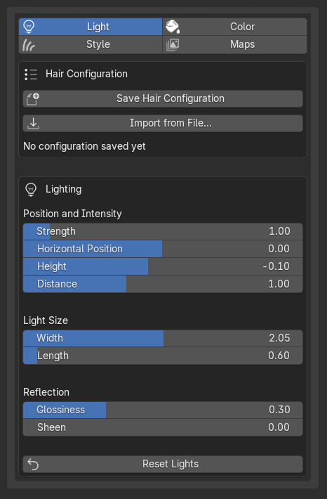 Studio's Light sub-tab