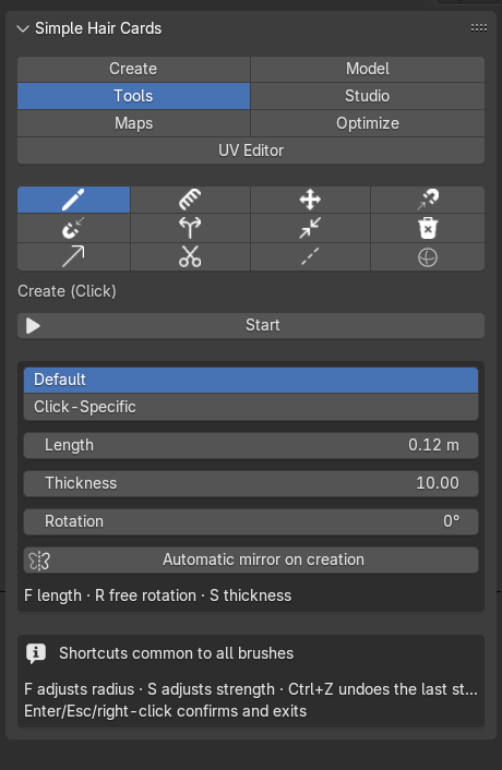 Tools tab panel