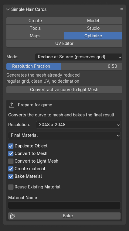Optimize tab panel