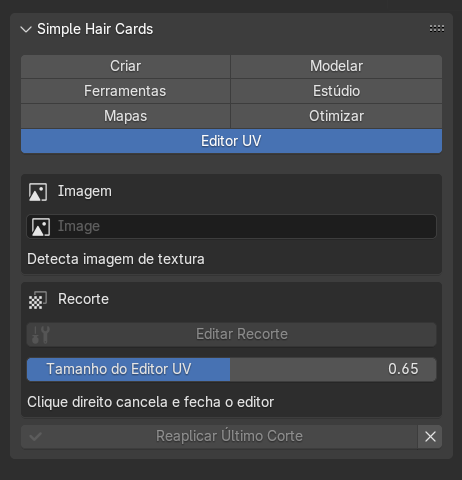 Painel do Editor de UV