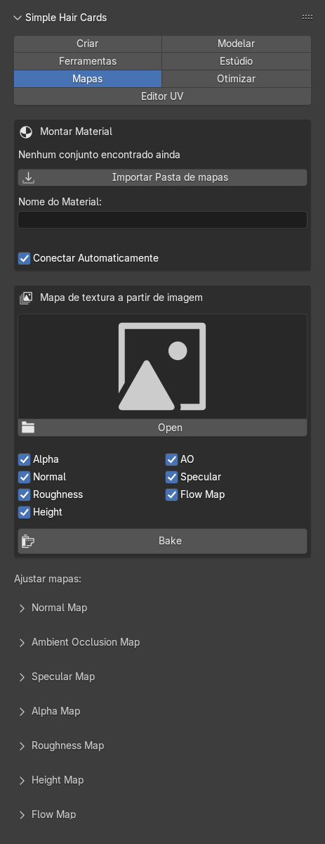 Painel da aba Mapas